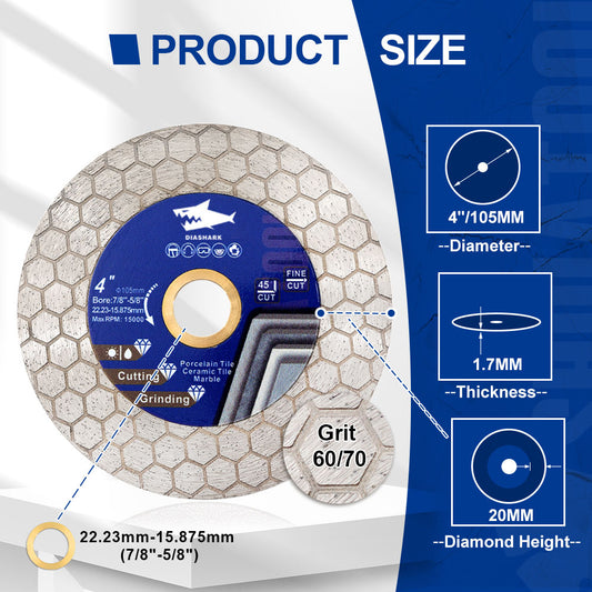 Diashark Sägeblatt 5tlg. 4/4.5/5 Zoll zum Schneiden von Keramik, Granit, Marmor