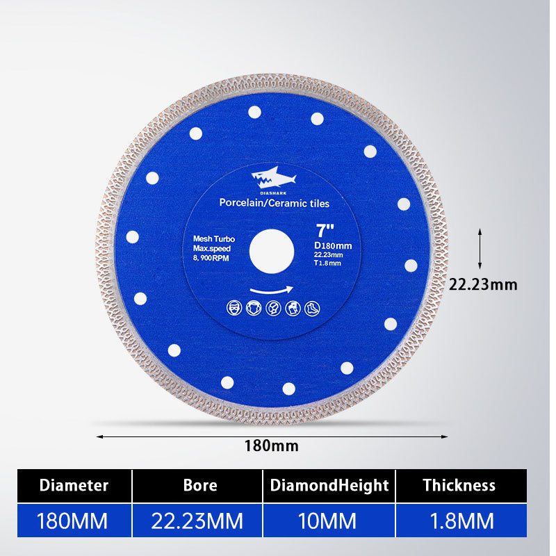 Diashark 4"5"7"10" 12"14" X Mesh Turbo Diamanttrennscheibe für Fliesen Keramik Marmor