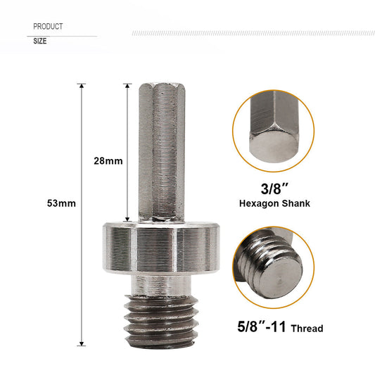 DIASHARK 2PCS Core Drill Bit Adapter 5/8''-11 thread to 3/8" Hexagon Shank