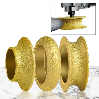 Diashark 2pcs 3inch 75mm Diamond Convex Wheel for Grinding Concrete Marble Granite French Edge Roman Edge Half-Round Edge