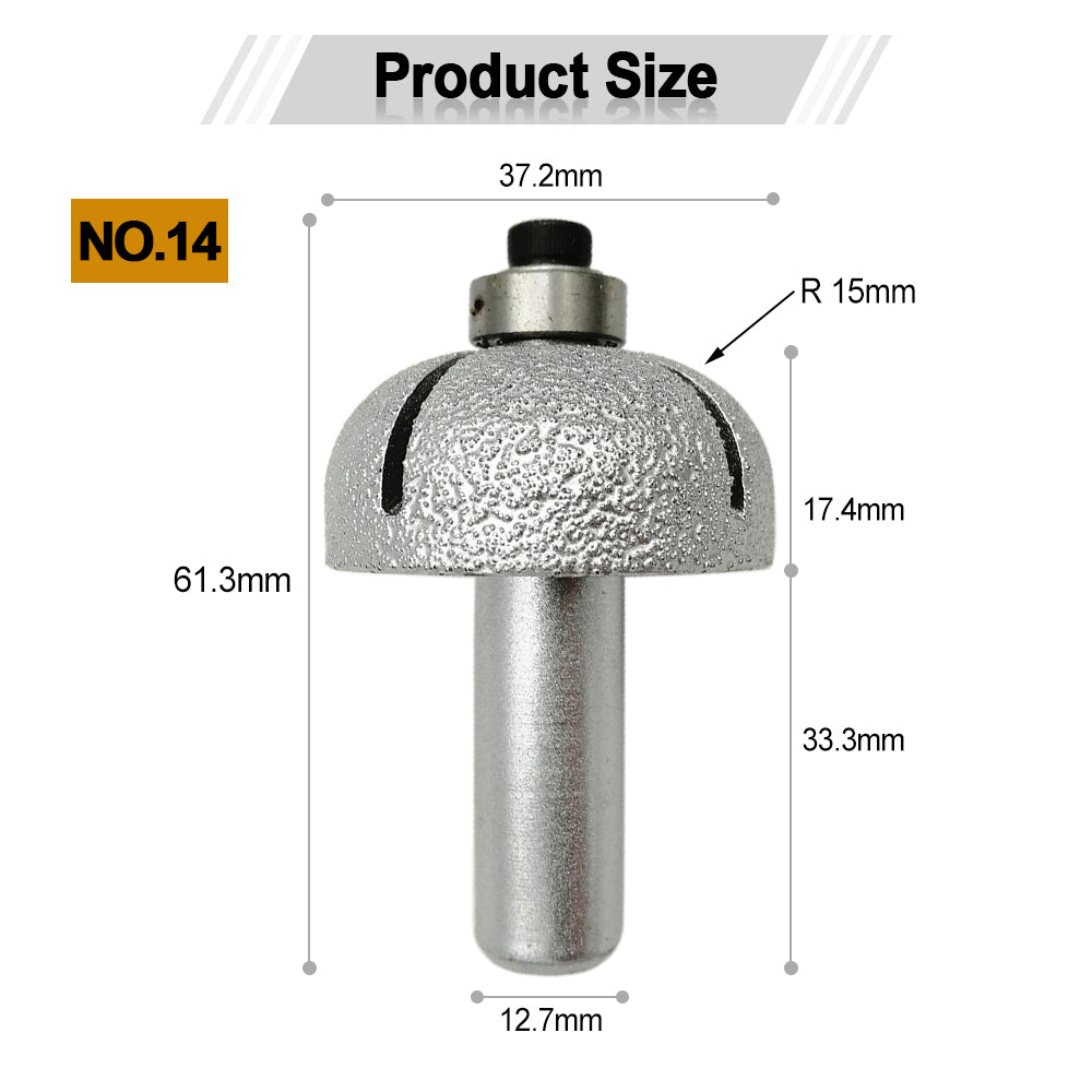 Diashark Diamond Router Bits with 1/2" Shank for Granite Marble 31 sizes 2pcs