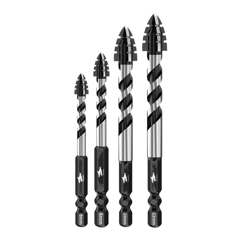 DIASHARK 6/8/10/12mm 5pc Dry Carbide Drill Bit Quick-fit Hex Shank for Porcelain Tile Ceramic Granite Marble Stone Masonry