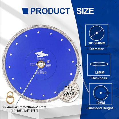 DIASHARK 4"-14" X Mesh Turbo Diamond Blade Cutting for Tile Ceramic Porcelain Marble