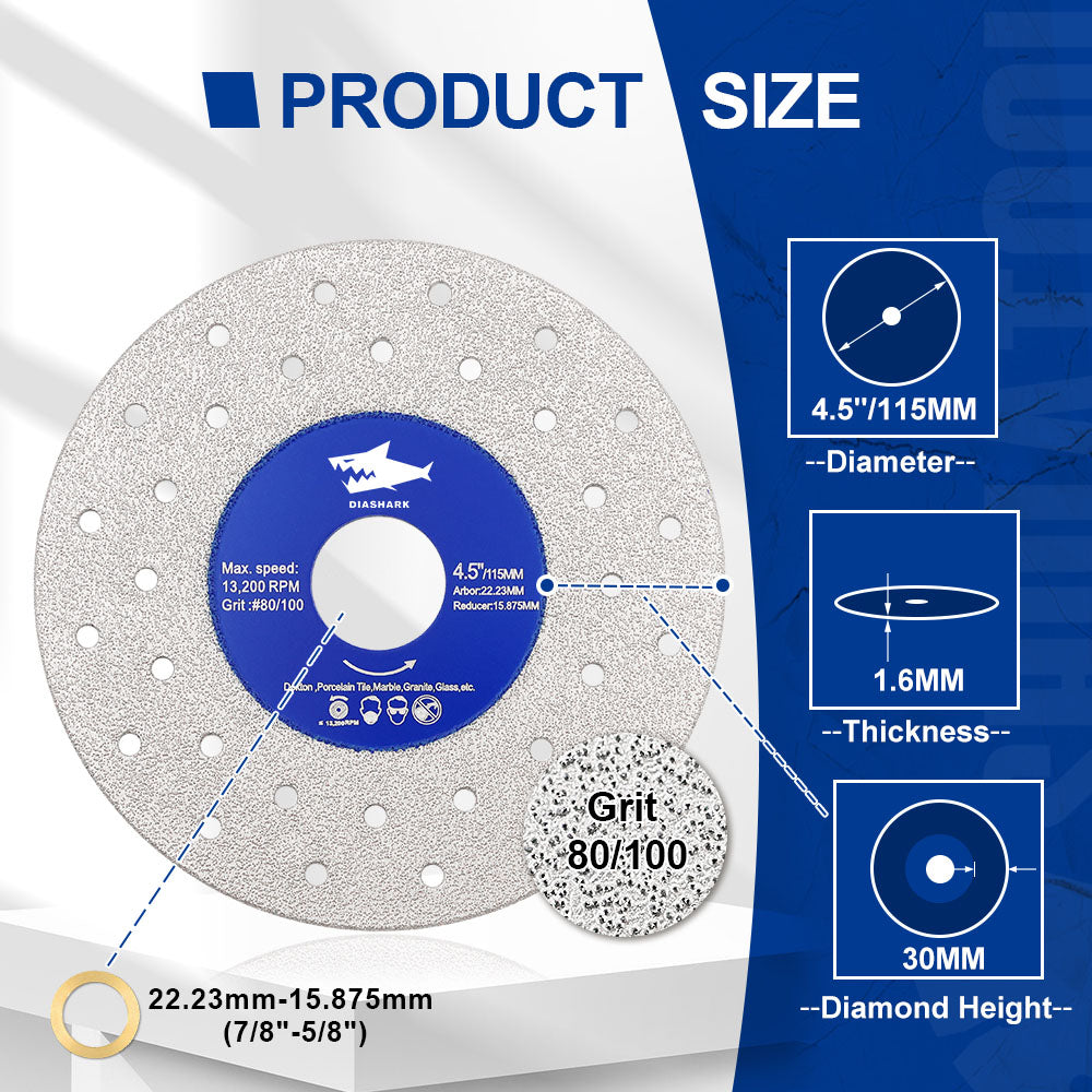 Diashark 75/115/125mmcs Porous Widened Cutting Blade  Ultra-Thin Disc Porcelain Tile Marble Glass Granite
