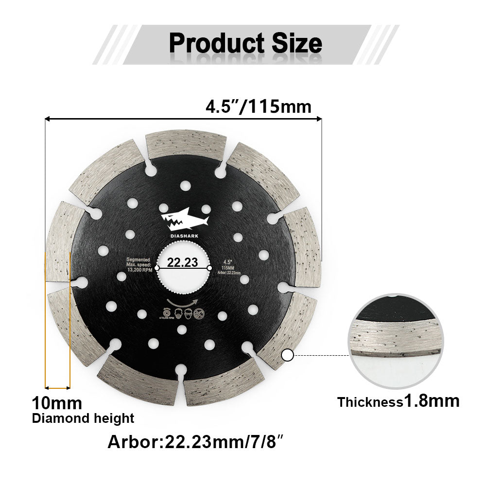 Diashark Concrete Diamond Segmented Saw Blade with Multi Holes Cutting Granite Marble