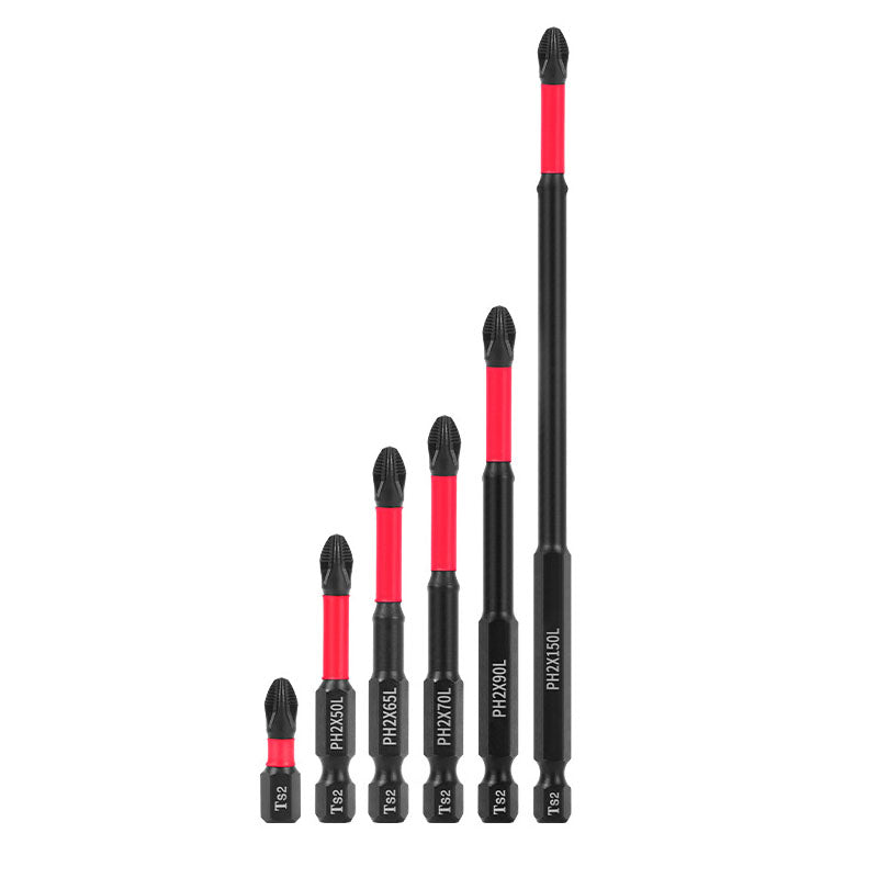 DIASHARK  6PCS 25-150mm Magnetic Phillips Screwdriver Drill Bit Set 1/4" Hex Shank Anti-Slip PH2 Screwdriver Bits 1-6 Inch Length Phillips Head Drill Bits for Impact Driver S2 Steel