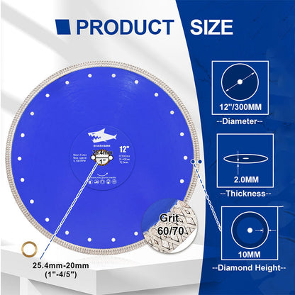 DIASHARK 4"-14" X Mesh Turbo Diamond Blade Cutting for Tile Ceramic Porcelain Marble