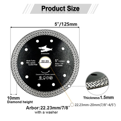Diashark 4.5"7 " Diamond Saw Blade Cutting Porcelain Tile Ceramic Marble