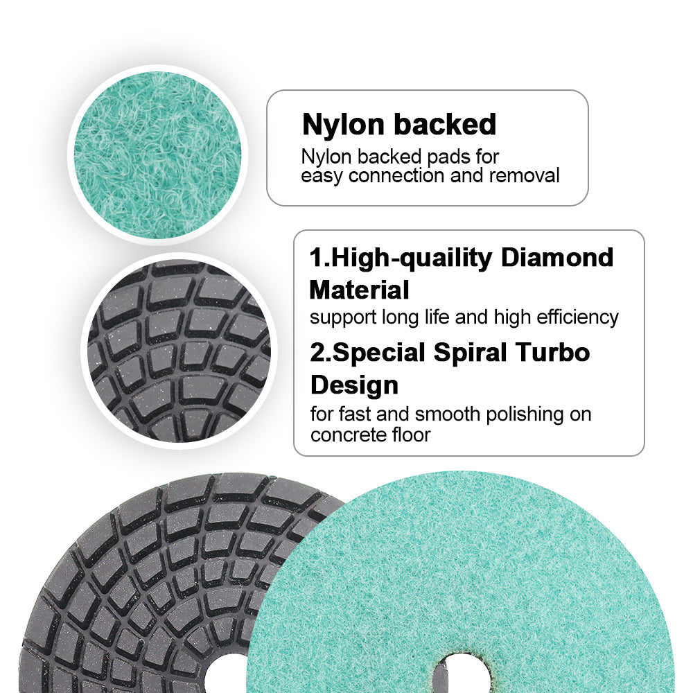 Diashrk 9pcs/12pcs 4" Concrete Resin Wet Diamond Polishing Pads Polishing  Concrete