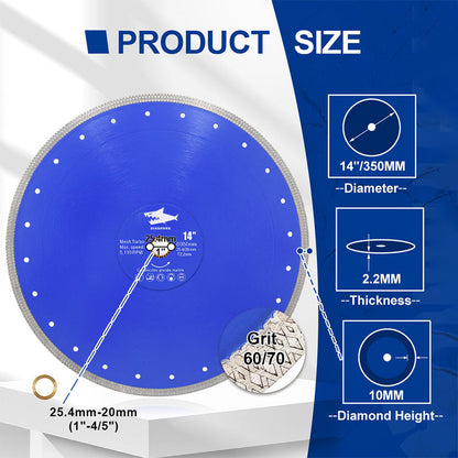 DIASHARK 4"-14" X Mesh Turbo Diamond Blade Cutting for Tile Ceramic Porcelain Marble