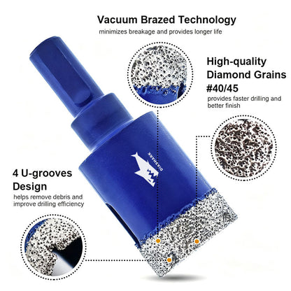 SHDIATOOL Juego de 11 brocas de diamante de 6-65 mm con vástago triangular para granito, mármol, porcelana, baldosas de cerámica, amoladora angular
