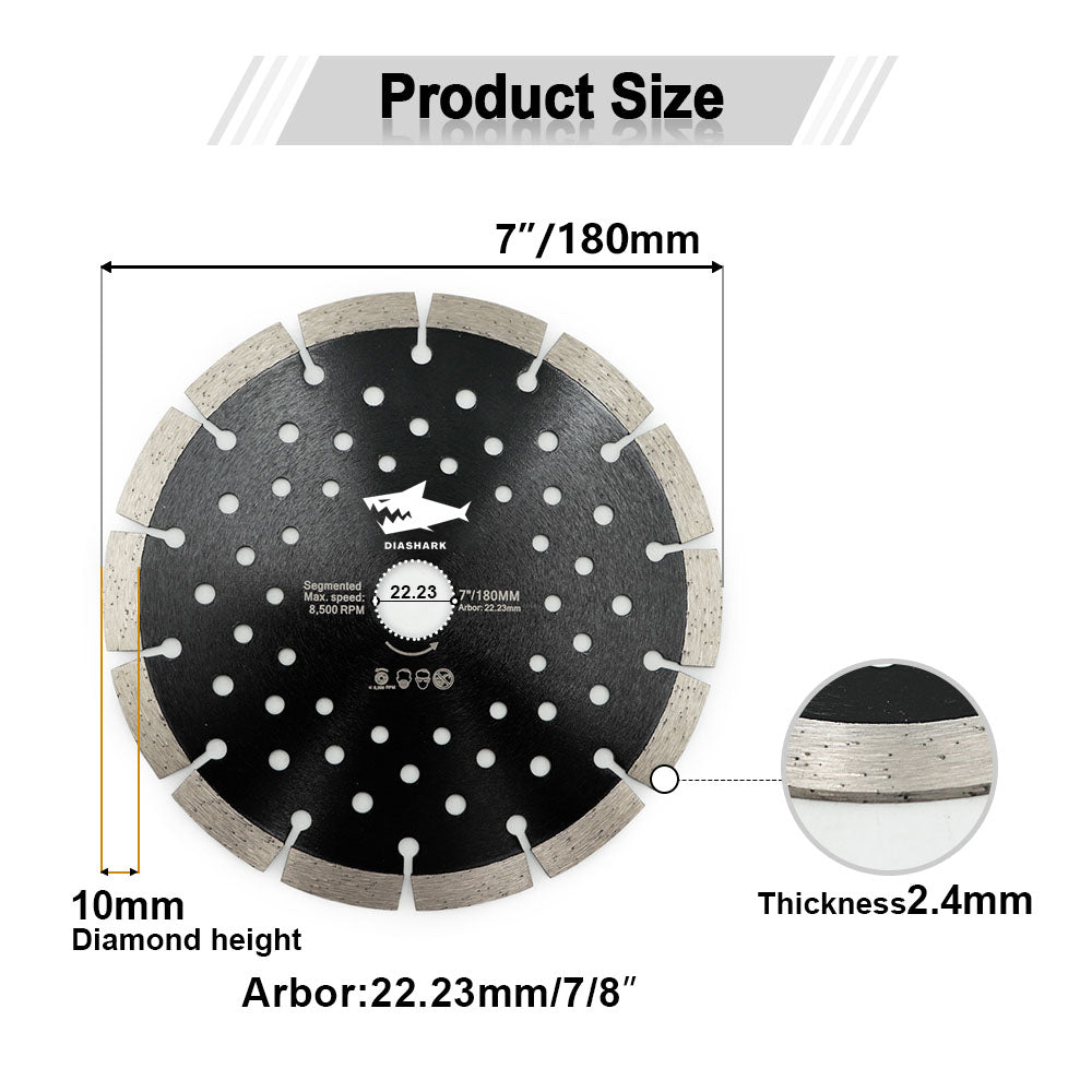 Diashark Concrete Diamond Segmented Saw Blade with Multi Holes Cutting Granite Marble