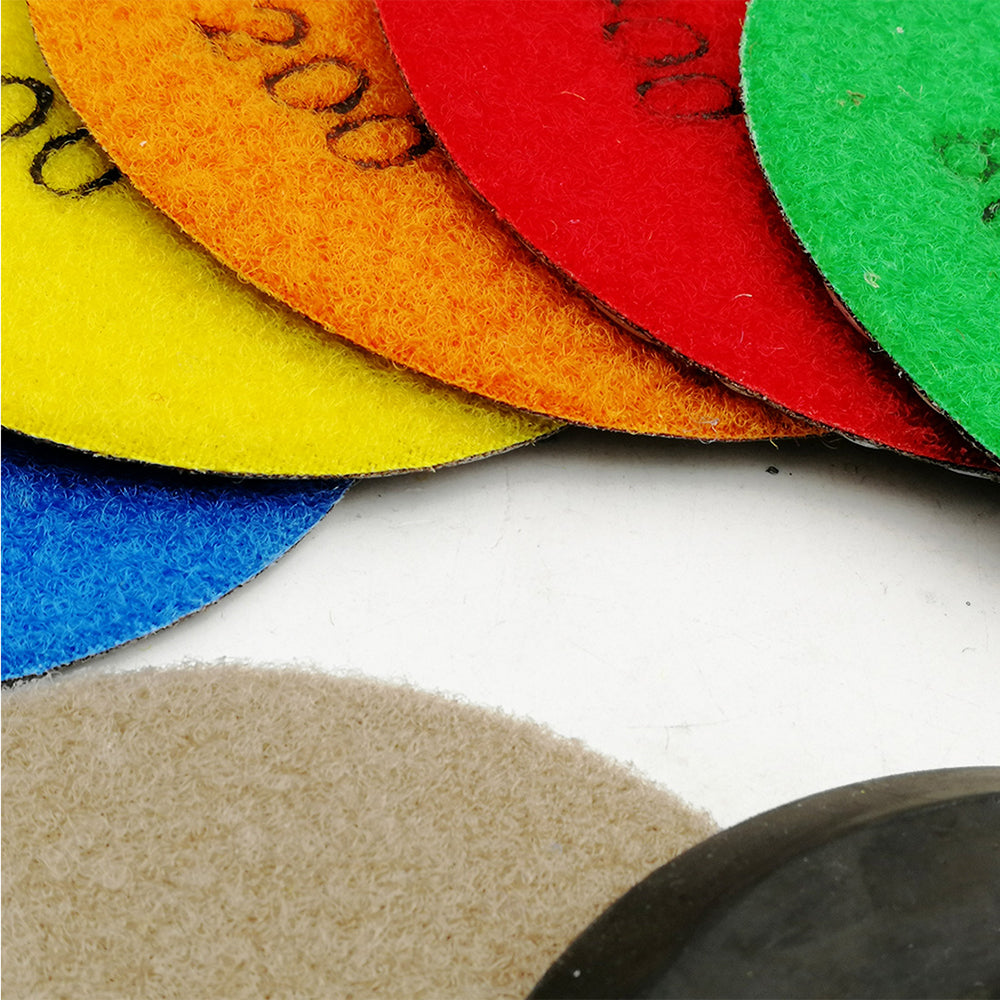 Diashark 4inch Dry Diamond Polishing Pad for Granite 8pcs/set Mixed Grits Plus a Base Backer