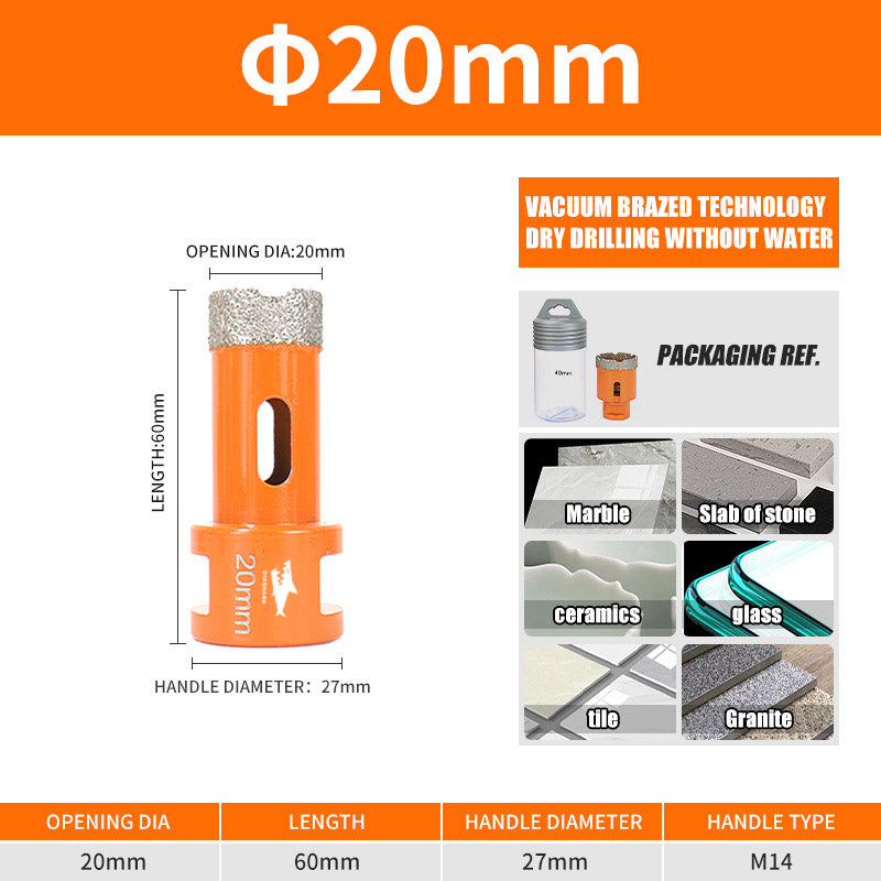 Diashark 6-100MM M14 Diamond Drill Bits Hole Saw Cutter for Porcelain Tile Granite Mortater Marble