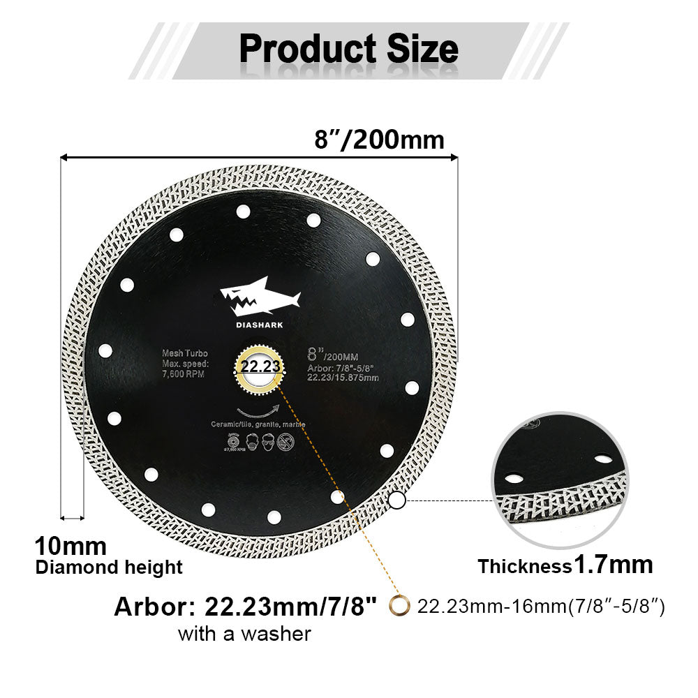 Diashark 4.5"7 " Diamond Saw Blade Cutting Porcelain Tile Ceramic Marble