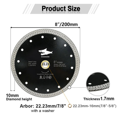 Diashark 4.5"7 " Diamond Saw Blade Cutting Porcelain Tile Ceramic Marble