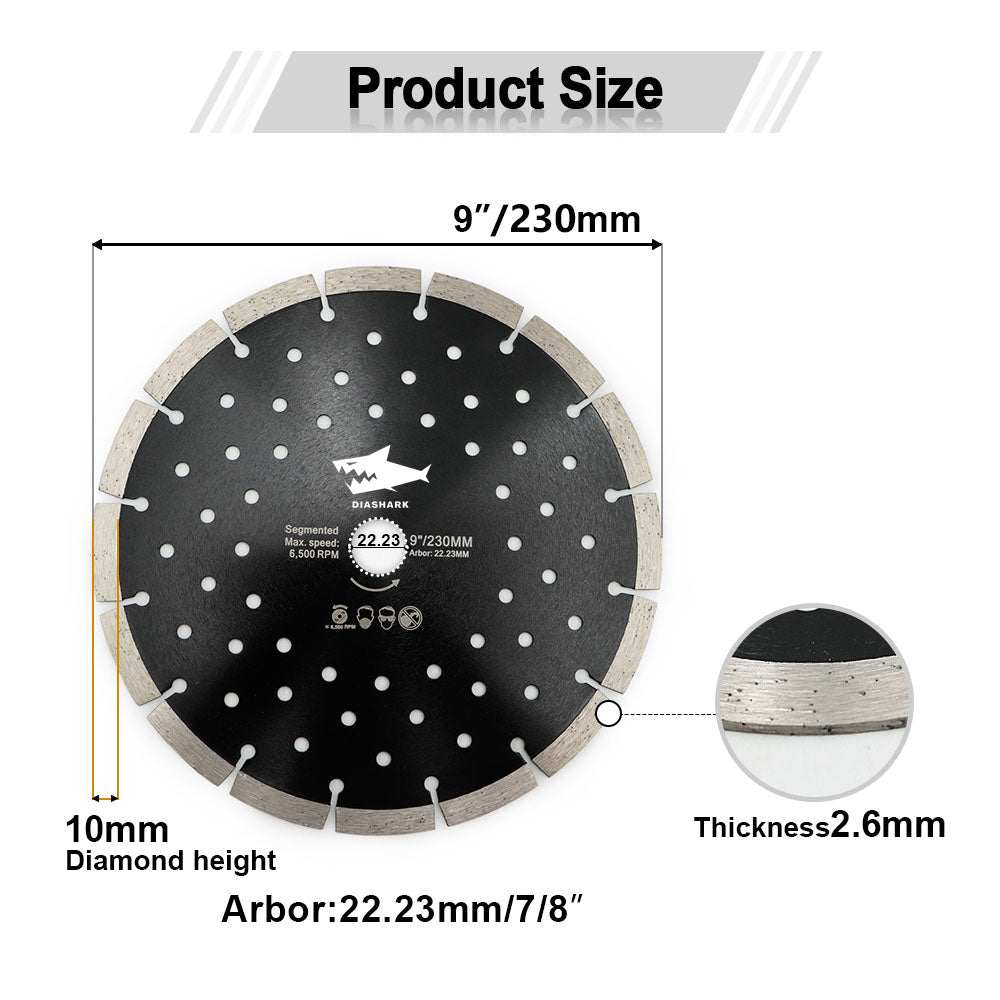 Diashark Concrete Diamond Segmented Saw Blade with Multi Holes Cutting Granite Marble