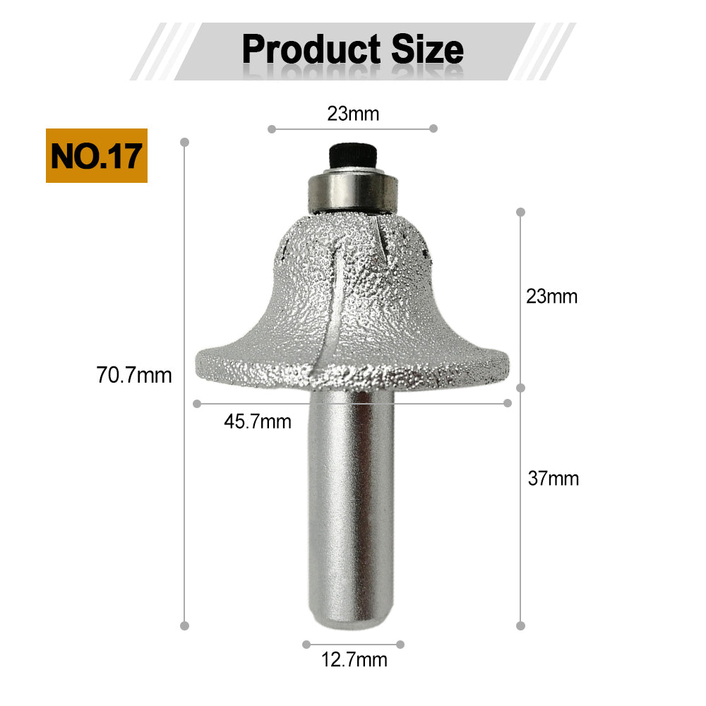 Diashark Diamond Router Bits with 1/2" Shank for Granite Marble 31 sizes 2pcs