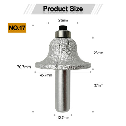 Diashark Diamond Router Bits with 1/2" Shank for Granite Marble 31 sizes 2pcs