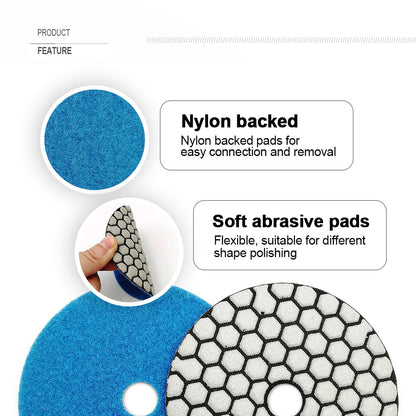 Diashark 7pcs/set #50-buffering #3000 Grit 4 inch Dry Diamond Polishing Pad for Granite Marble