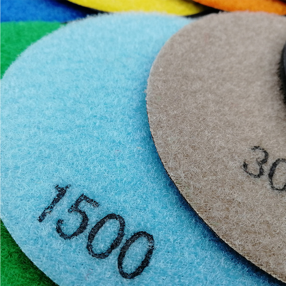Diashark 4inch Dry Diamond Polishing Pad for Granite 8pcs/set Mixed Grits Plus a Base Backer