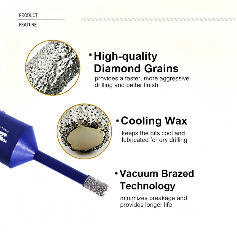 Broca de corona de diamante con rosca 5/8-11 para porcelanato, granito, mármol, cerámica 10 unidades/caja Almacén en EE. UU.