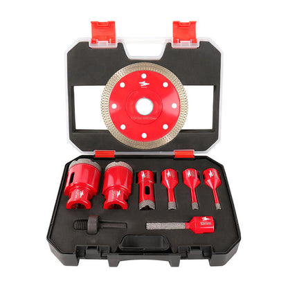 Diashark 9pcs 6-40mm Diamond Drill Core Bits Kit Saw Blade Grinding Rod Set with Box for Tile Porcelain Granite Marble