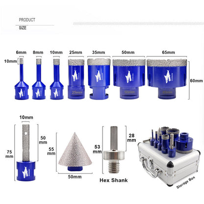 SHDIATOOL Diamant-Bohrkronen M14-Gewinde für Marmor, Keramik, Porzellan, 10 Stück/Box
