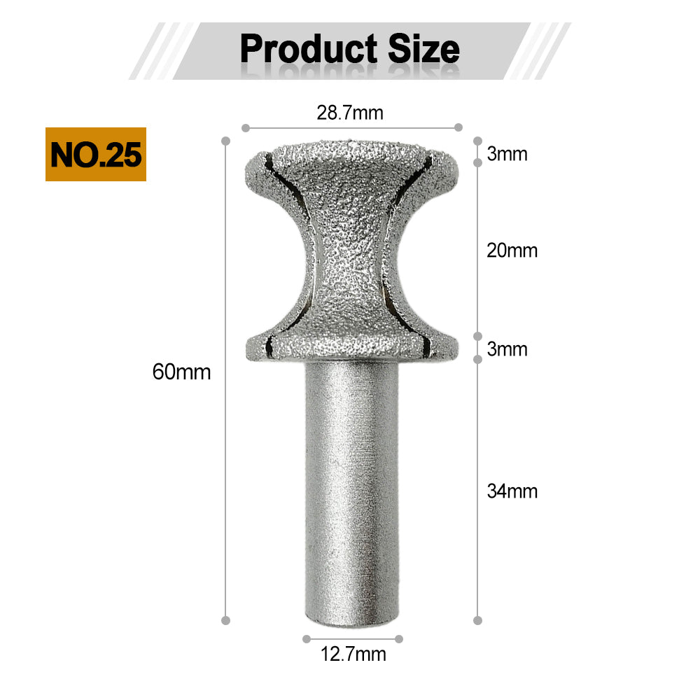 Diashark Diamond Router Bits with 1/2" Shank for Granite Marble 31 sizes 2pcs