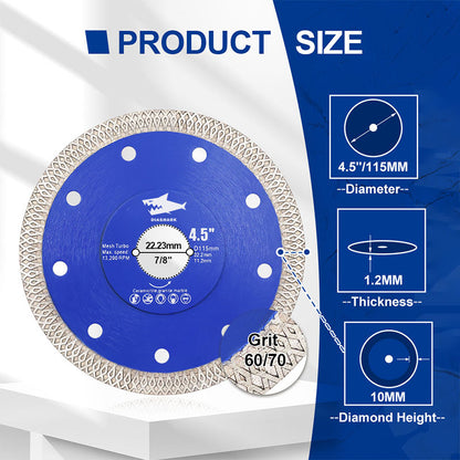 DIASHARK 4"-14" X Mesh Turbo Diamond Blade Cutting for Tile Ceramic Porcelain Marble