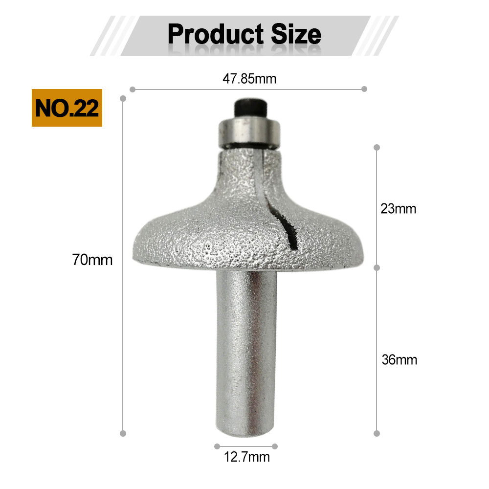 Diashark Diamond Router Bits with 1/2" Shank for Granite Marble 31 sizes 2pcs