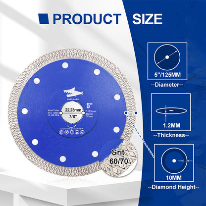 DIASHARK 4"-14" X Mesh Turbo Diamond Blade Cutting for Tile Ceramic Porcelain Marble