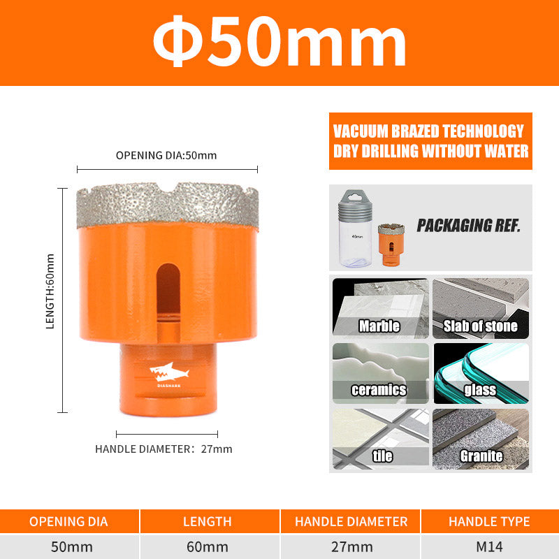 Diashark 6-100MM M14 Diamond Drill Bits Hole Saw Cutter for Porcelain Tile Granite Mortater Marble
