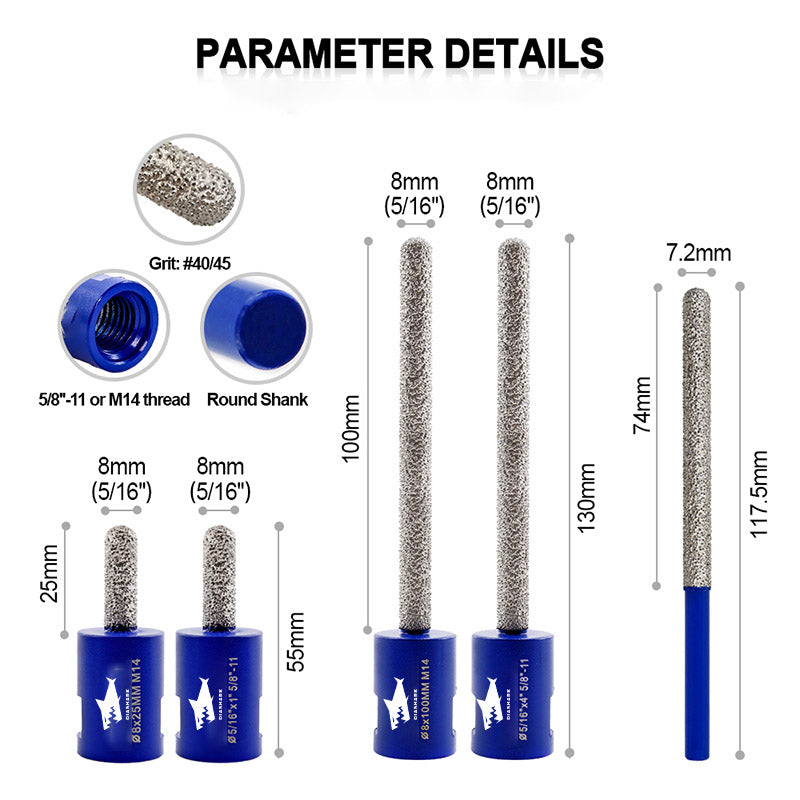 Diashark Diamond Mortar Raking Bit for Mortar Raking Tuck Pointing Masonry Stone Brick Removal M14 or 5/8"-11 Thread or Shank