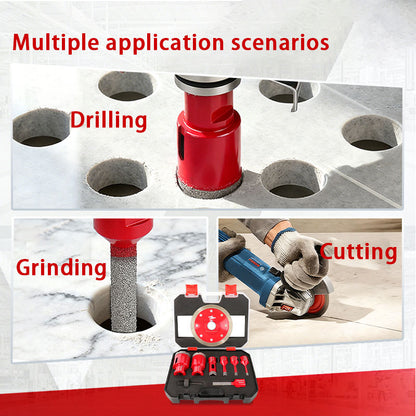 Diashark 9pcs 6-40mm Diamond Drill Core Bits Kit Saw Blade Grinding Rod Set with Box for Tile Porcelain Granite Marble