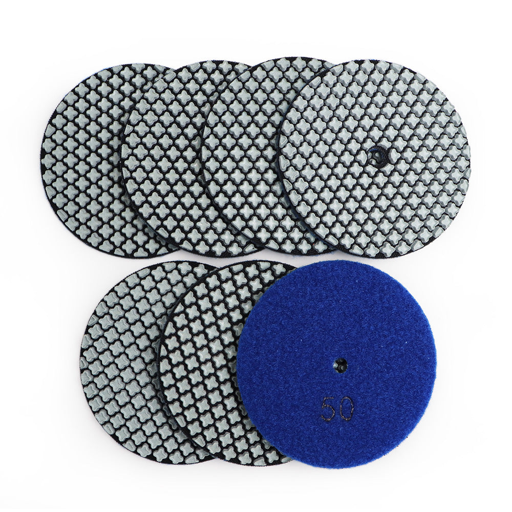 DIASHARK 7pcs 4" #50-3000 Grit Super Diamond Wet/Dry Resin Polishing Pads for Granite Marble