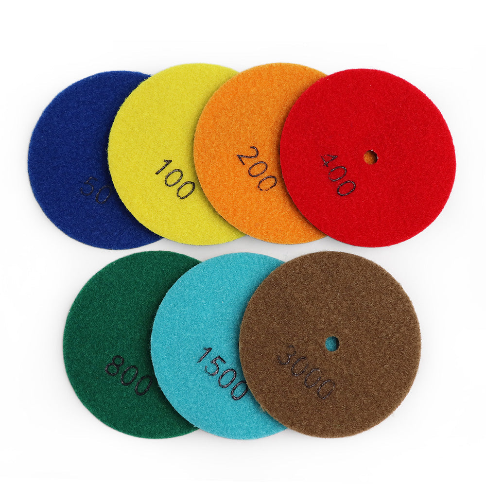 DIASHARK 7pcs 4" #50-3000 Grit Super Diamond Wet/Dry Resin Polishing Pads for Granite Marble