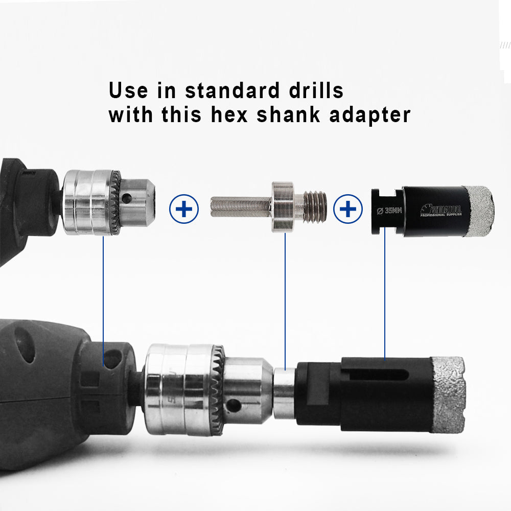 DIASHARK 2PCS Core Drill Bit Adapter 5/8''-11 thread to 3/8" Hexagon Shank
