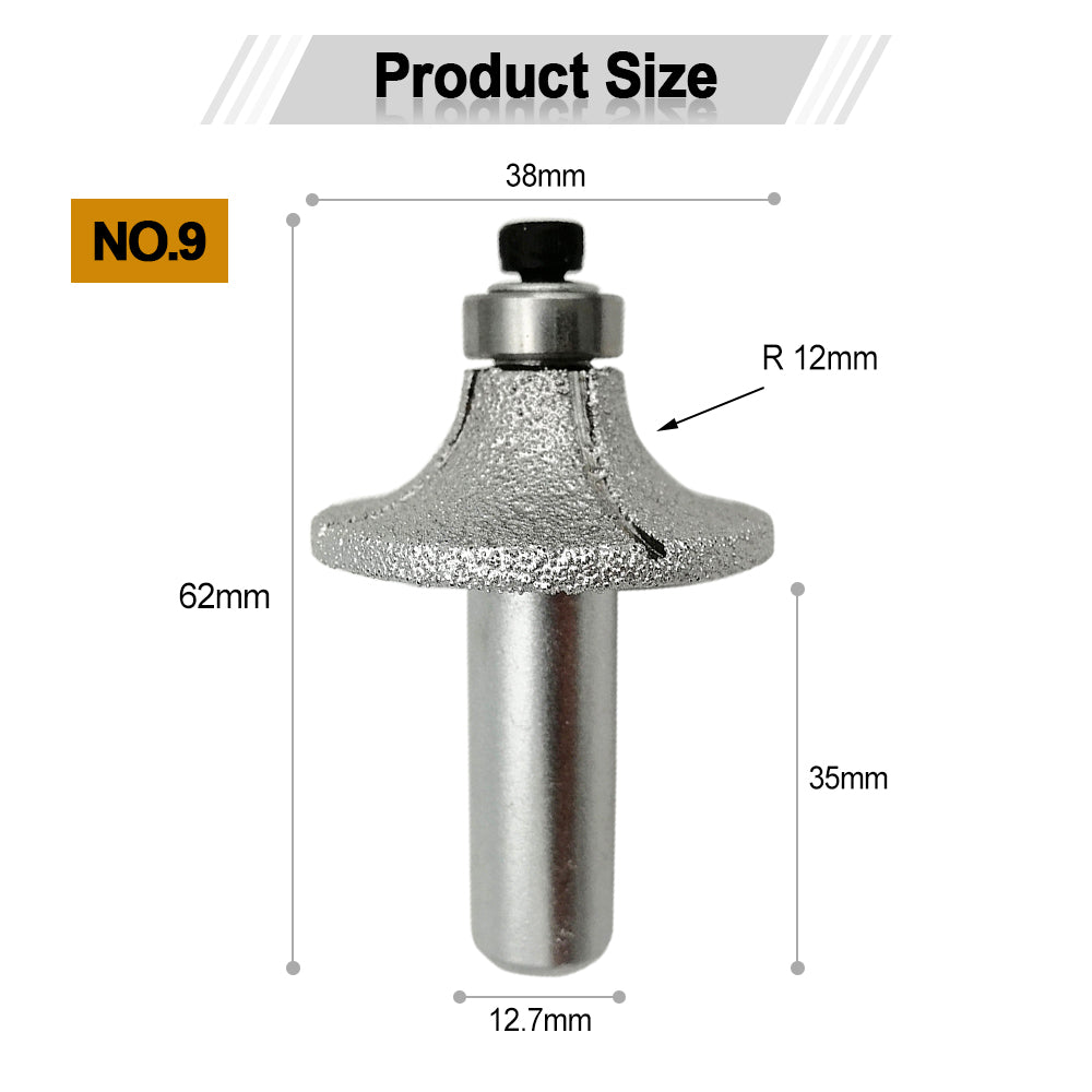 Diashark Diamond Router Bits with 1/2" Shank for Granite Marble 31 sizes 2pcs