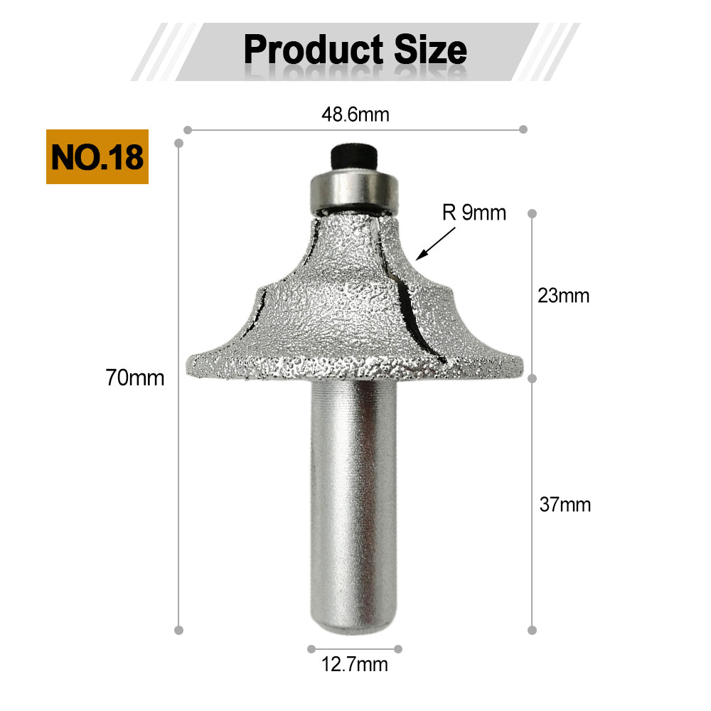 Diashark Diamond Router Bits with 1/2" Shank for Granite Marble 31 sizes 2pcs