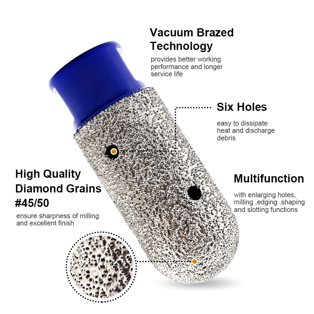 Diashark 6-30mm Diamond Finger Milling Bits Porcelain Ceramic Marble M14 or 5/8-11 Thread