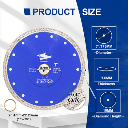 DIASHARK 4"-14" X Mesh Turbo Diamond Blade Cutting for Tile Ceramic Porcelain Marble
