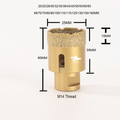 Diashark 20-160mm Dry Diamond Drilling Core Bits for Ceramic Marble M14 Thread
