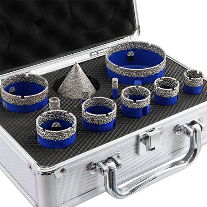 SHDIATOOL Juego de 11 brocas de diamante de 6-65 mm con vástago triangular para granito, mármol, porcelana, baldosas de cerámica, amoladora angular