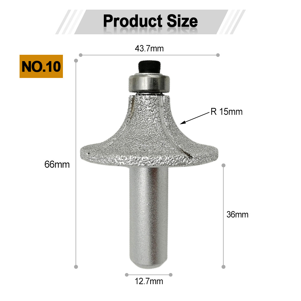 Diashark Diamond Router Bits with 1/2" Shank for Granite Marble 31 sizes 2pcs
