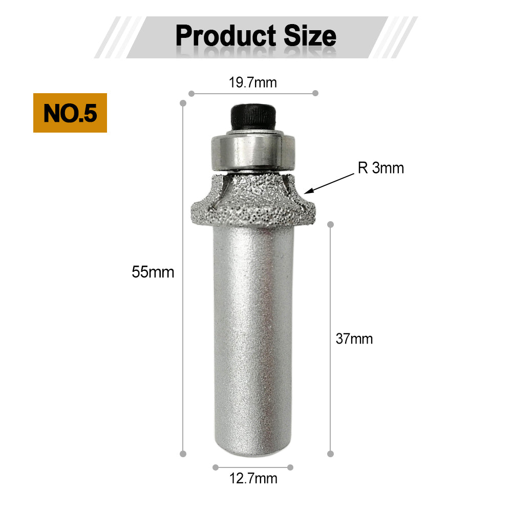 Diashark Diamond Router Bits with 1/2" Shank for Granite Marble 31 sizes 2pcs