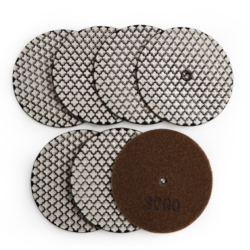 DIASHARK 7pcs 4" #50-3000 Grit Super Diamond Wet/Dry Resin Polishing Pads for Granite Marble