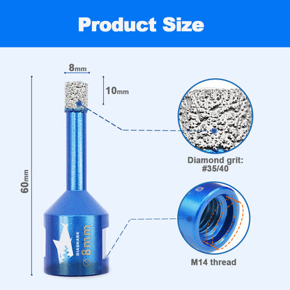 DIASHARK 5pcs 6/8/10/12mm M14 Diamond Core Drill Bits for Porcelain Tile Granite