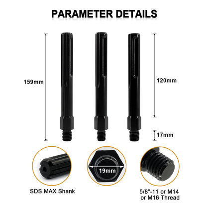 DIASHARK Adapter M14 or 5/8"-11/ or M16 Male Thread to SDS-Max Shank