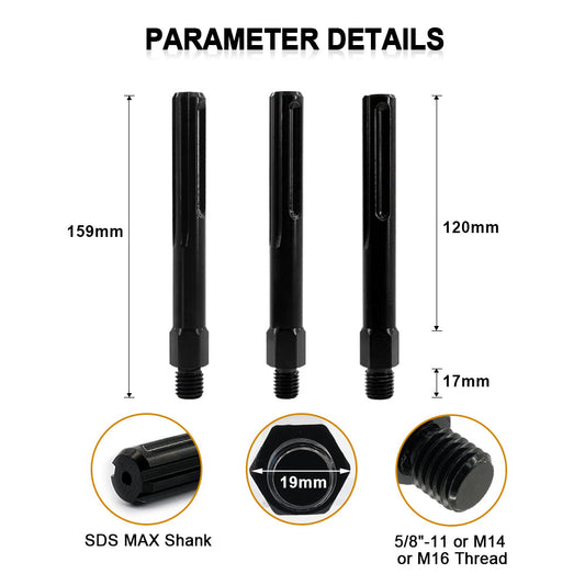 Adaptador DIASHARK Rosca macho M14 o 5/8"-11/ o M16 a vástago SDS-Max